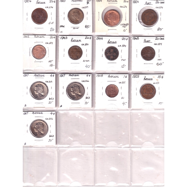 Bulk Collection of Portugal 1917-1963 Mixed Denomination F-VF to UNC in 20-Pocket Sheets. 33pcs.