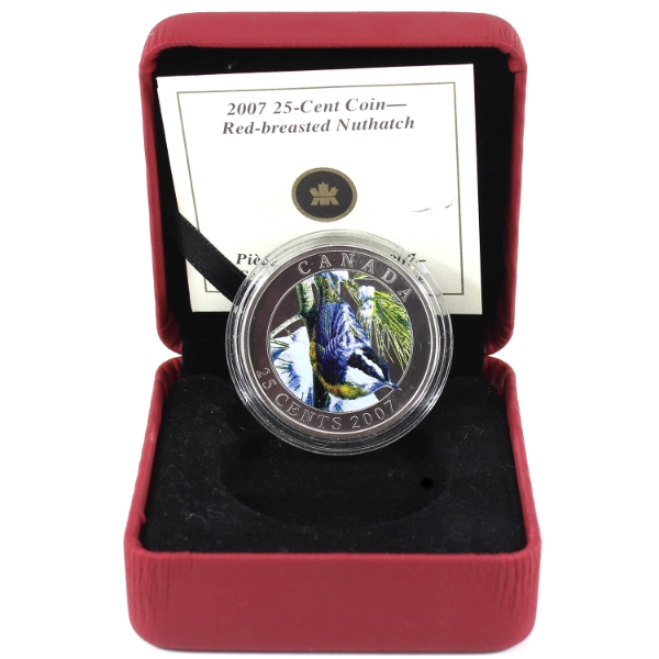 2007 25-cent Birds of Canada - Red-breasted Nuthatch Coin
