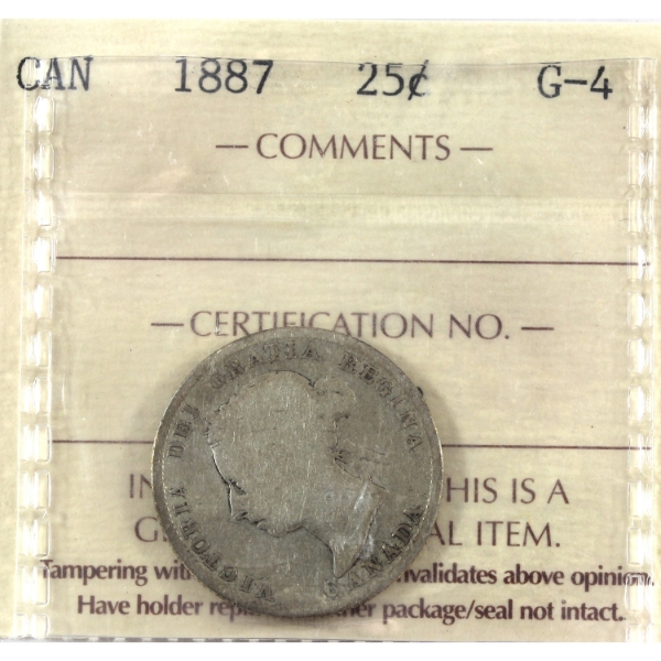 25-cent 1887 ICCS G4
