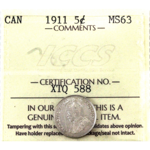 5-cent 1911 ICCS MS63