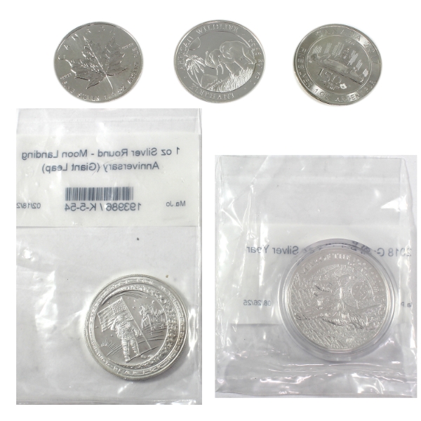 5x 1oz 1994-2020 Assorted .999 Fine Silver Rounds. 5pcs. (Tax Exempt)
