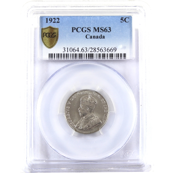 5-cent 1922 Near Rim PCGS MS63