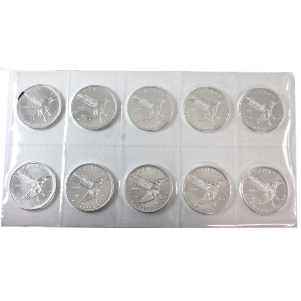 10x 1oz $5 Birds of Prey - Red-Tailed Hawk .9999 Fine Silver Coins Sealed (Tax Exempt)