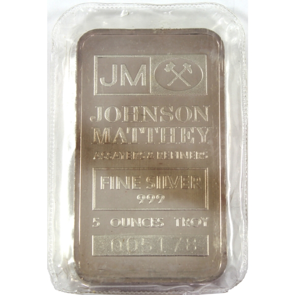 5oz Johnson Matthey Vintage TD Bank .999 Silver Bar, SN: 005178. Mintage of <1000!