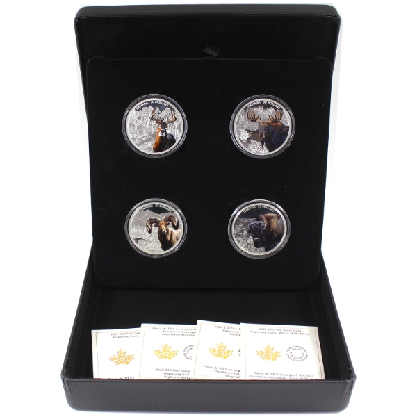 2020-2021 $30 Imposing Icons 4-Piece Fine Silver Set w/ Selective Colouring (Tax Exempt)
