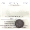 Image 1 : 5-cent 1872H ICCS VF30