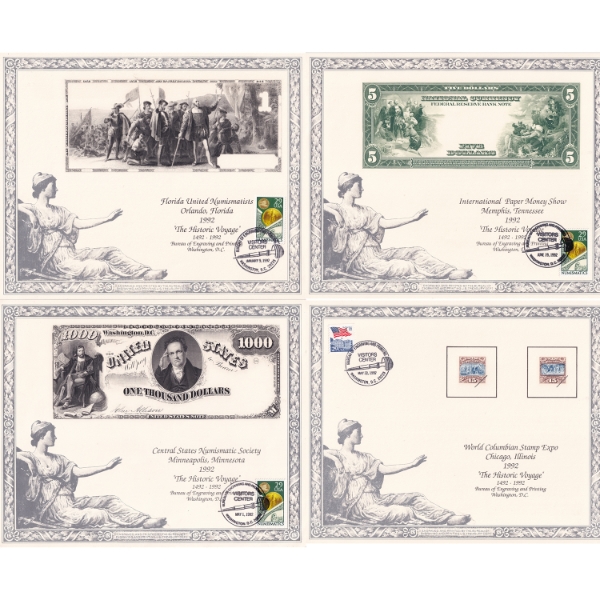 USA 1992 Collection of Prints Stamped by Bureau of Engraving and Printing Washington, D.C. 4pcs
