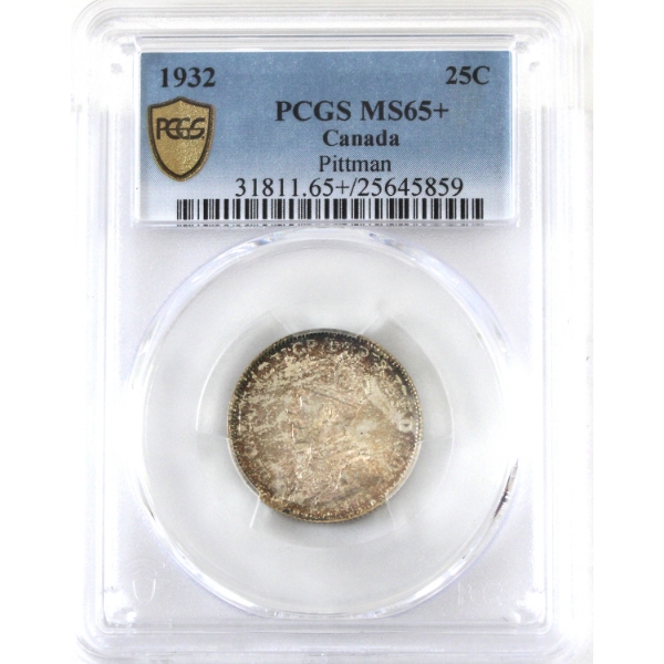 25-cent 1932 PCGS MS65+. 1 Of Only 5 In MS65+! Pittman Collection. 