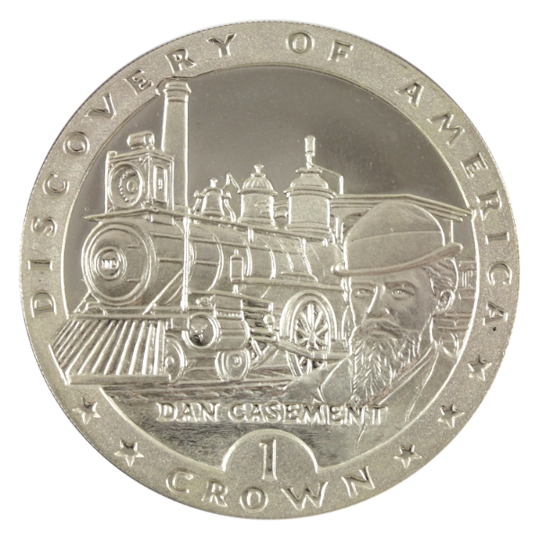 Isle of Man 1992 Crown Discovery of America - Dan Casement 28.47g- Cupronickel, 38.61mm