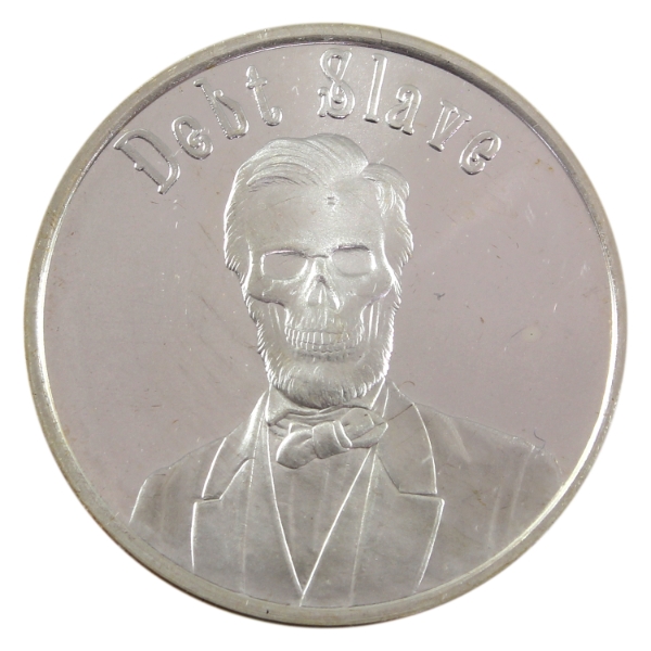1oz Silver Shield 2017 Death of the Dollar #5 'Debt Slave' .999 Fine Silver Round (Tax Exempt)