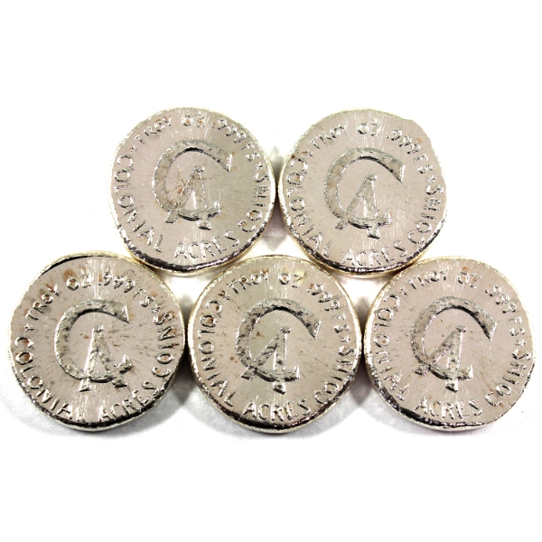 5x 1oz Beaver Bullion 2021 30th Anniversary of Colonial Acres Coins .999 Fine Silver Rounds. 5pcs.