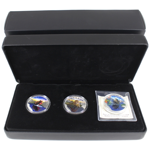 2024 $20 Wildlife Reflections 1oz .9999 Fine Silver 3-coin Set w/ Selective Colour (Tax Exempt)