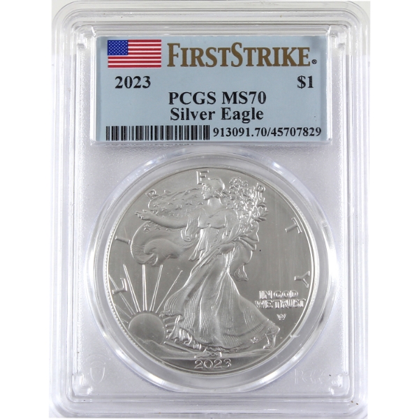 USA Silver 2023 $1 Silver Eagle .999 Fine Silver Coin PCGS MS70 (Tax Exempt)