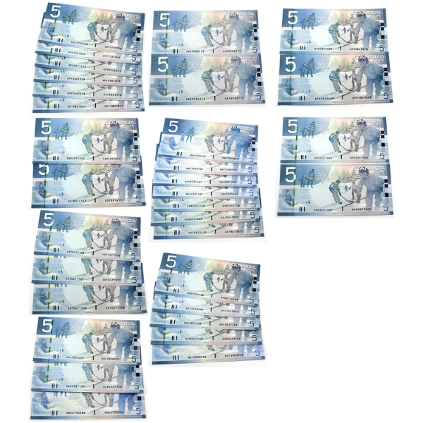 2002 & 2006 $5 Bulk Collection of Banknotes UNC or Better. 28pcs.