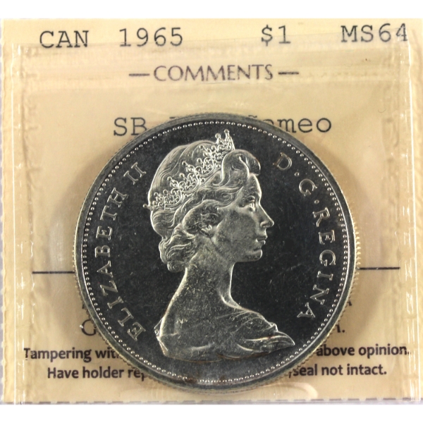 Silver $1 1965 SB P5 ICCS MS64 Cameo