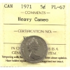 Image 1 : 5-cent 1971 ICCS PL67 Heavy Cameo