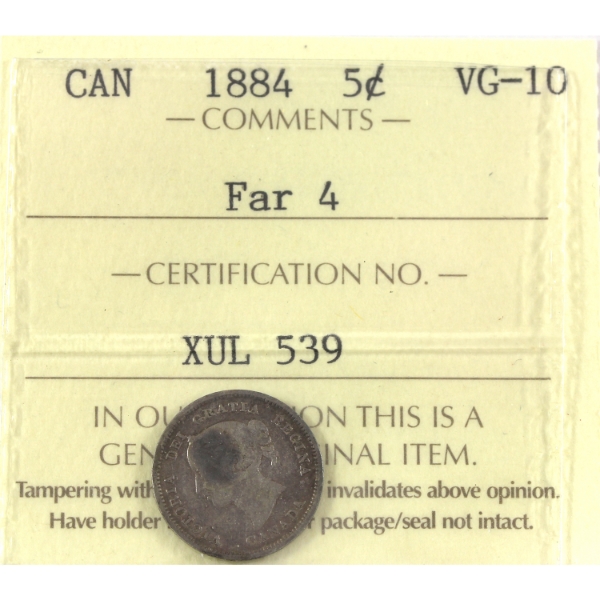 5-cent 1884 Far 4 ICCS VG10