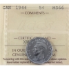 Image 1 : 5-cent 1944 ICCS MS66