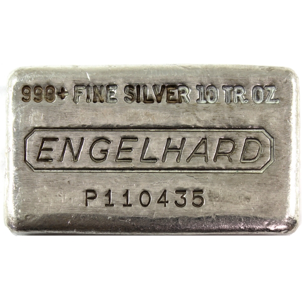 10oz Engelhard Vintage 10th Series in "P" Prefix Variation .999+ Silver Bar SN: P110435 (Tax Exempt)