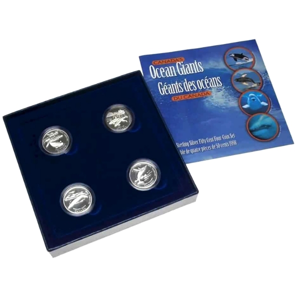 1998 Canada 50-cent Ocean Giants - Whales Sterling Silver 4-coin Set