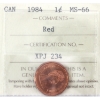 Image 1 : 1-cent 1984 ICCS MS66 Red 