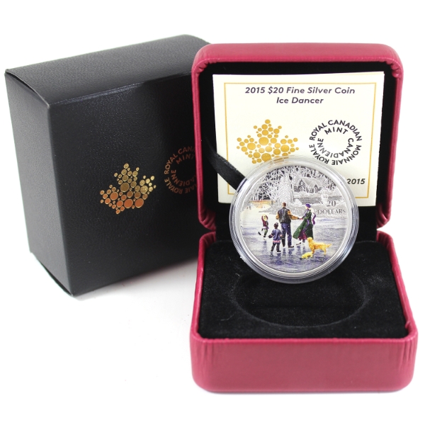 2015 $20 Ice Dancer Fine Silver Coin w/ Card Signed By the Artist (Tax Exempt)