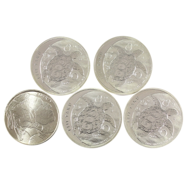 5x 1/2oz Highland Mint & Fiji .999 Fine Silver Rounds. 5pcs. (Tax Exempt)