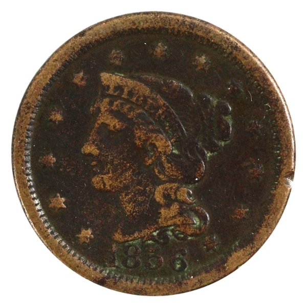 USA 1856 Cent Upright 5 F-VF (Impaired)
