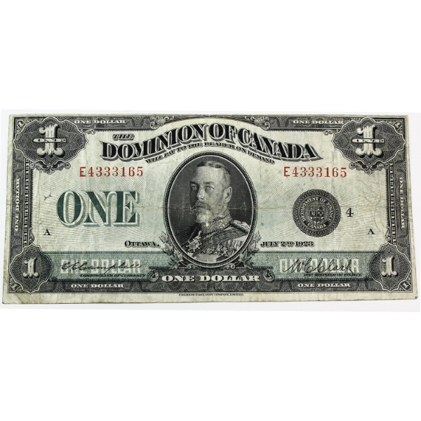 DC-25o 1923 $1 Black Seal 4 F Campbell-Clark SN: E4333165 Check Letter A