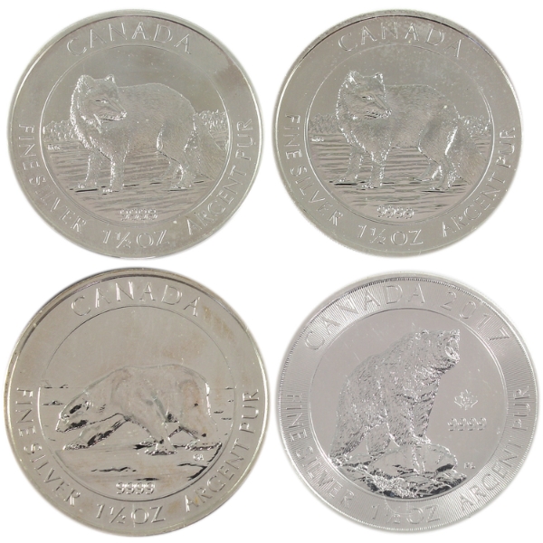4x 1.5oz 2013-2017 $8 Wildlife .9999 Fine Silver Rounds. 4pcs. (Tax Exempt)