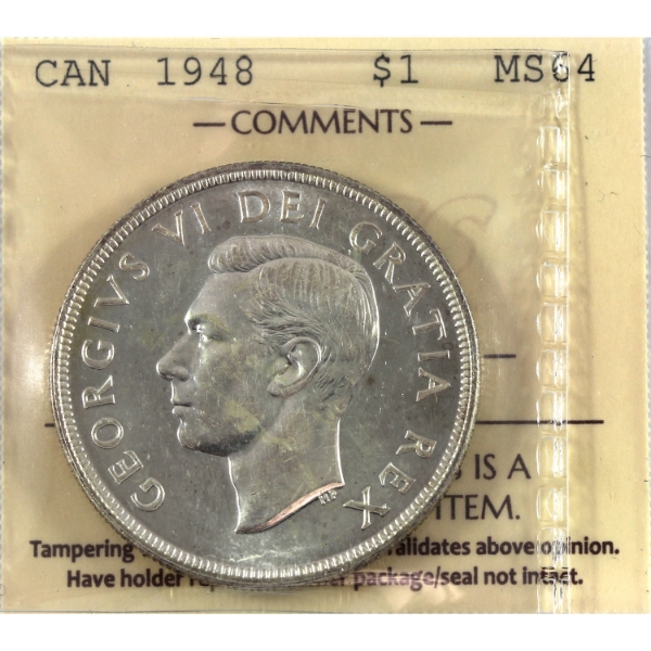 Silver $1 1948 ICCS MS64