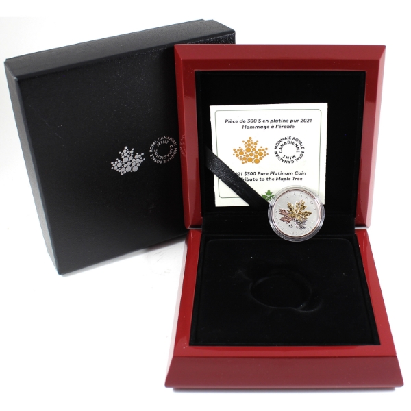 2021 Platinum $300 1oz. A Tribute to the Maple Tree .9995 Platinum (Tax Exempt)