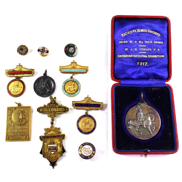 Group Lot of Canadian Royal Winter Fair & Hackney Horse Society Medals in Vintage Note Box. 11pcs