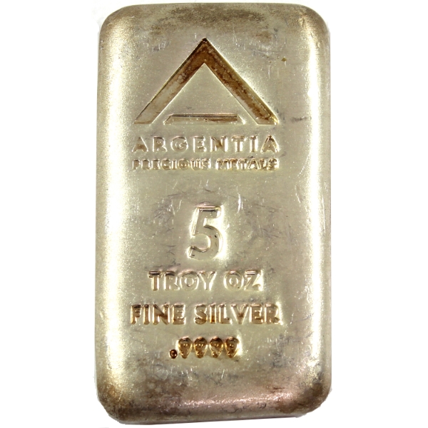 5oz Argentia Precious Metals .999 Fine Silver Bar (Tax Exempt)