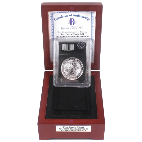 Great Britain Silver 2023 Britannia The Last Year Queen Elizabeth II In Deluxe Case (Tax Exempt)