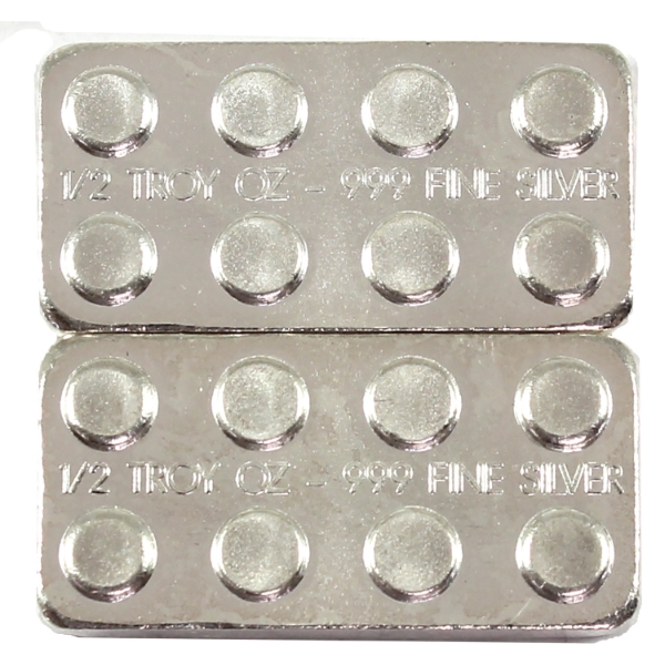 2x 1/2oz MPM Building Blocks .999 Fine Silver Bars. 2pcs. (Tax Exempt)