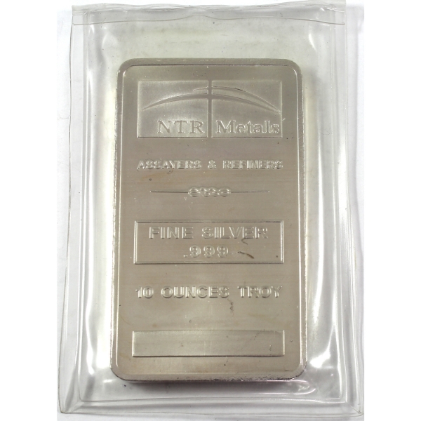 10oz NTR Metals .999 Fine Silver Bar (Tax Exempt)