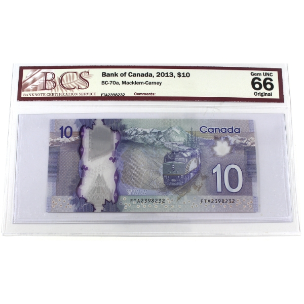 BC-70a 2013 $10 BCS GEM UNC66 Original Macklem-Carney SN:FTA2398232