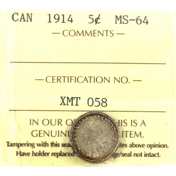 5-cent 1914 ICCS MS64