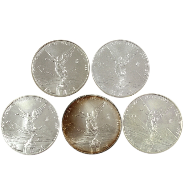 5x 1oz Mexico 2011-2023 Libertad .999 Fine Silver Rounds. 5pcs. (Tax Exempt)