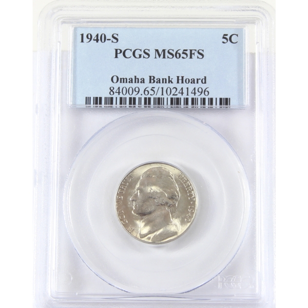 USA 1940S Jefferson Nickel Full Steps PCGS MS65 Omaha Bank Hoard 