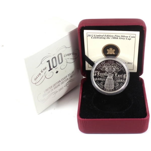 2012 $1 100th CFL Grey Cup Ltd. Edition Proof Silver Dollar (Tax Exempt)