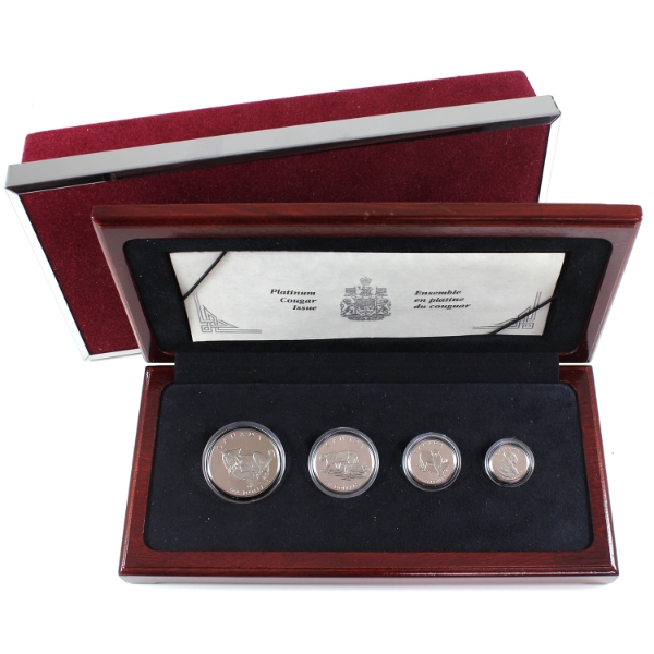 1992 Platinum Cougar 4-Piece Fractional  Set in Deluxe Red Wooden Display Box (Tax Exempt)