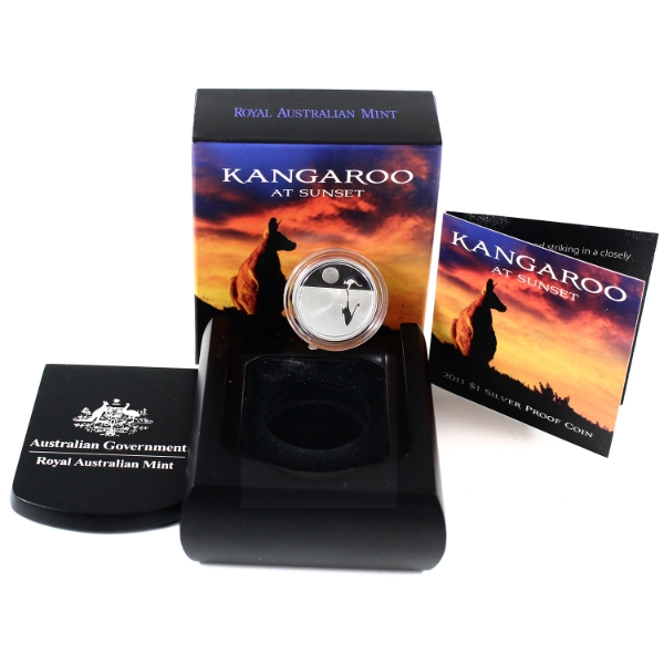 Australia 2011 $1 Kangaroo At Sunset Fine Silver Proof Coin (Tax Exempt)
