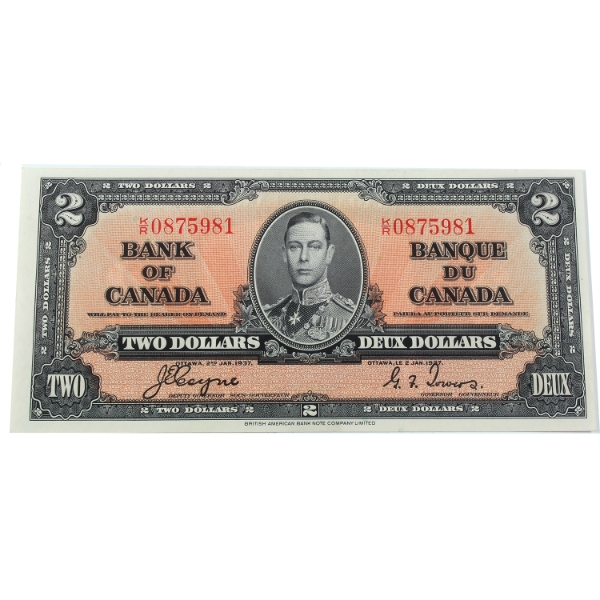 BC-22c 1937 $2 UNC Coyne-Towers SN: K/R0875981
