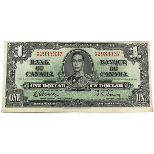 BC-21c 1937 $1 EF-AU Gordon-Towers SN: A/M2933337
