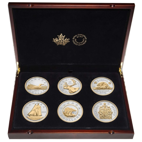 2015 Big Coin Series 6-Piece Set of 5oz Gold Plated Fine Silver Coins (Tax Exempt)