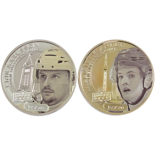 2x 1oz Cook Islands 2017 $5 Upper Deck William Nylander & Erik Karlsson .9999 Fine Silver Rounds. 