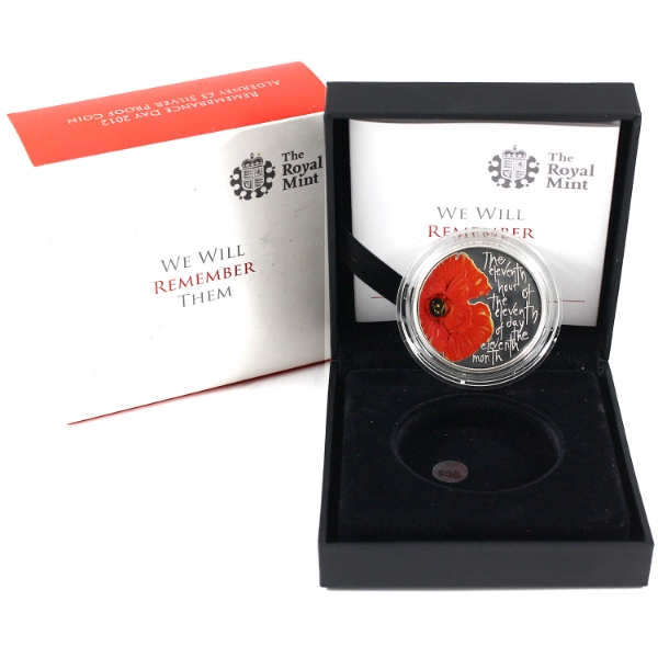 Alderney 2012 £5 'We Will Remember Them' Remembrance Day Sterling Silver Coloured Proof Coin