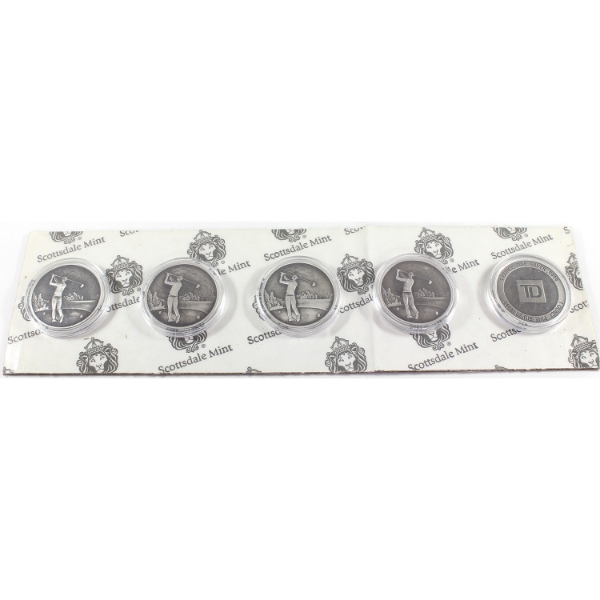 5x 1oz TD Bank Silver Ball Marker .9999 Fine Silver Round. 5pcs. (Tax Exempt)